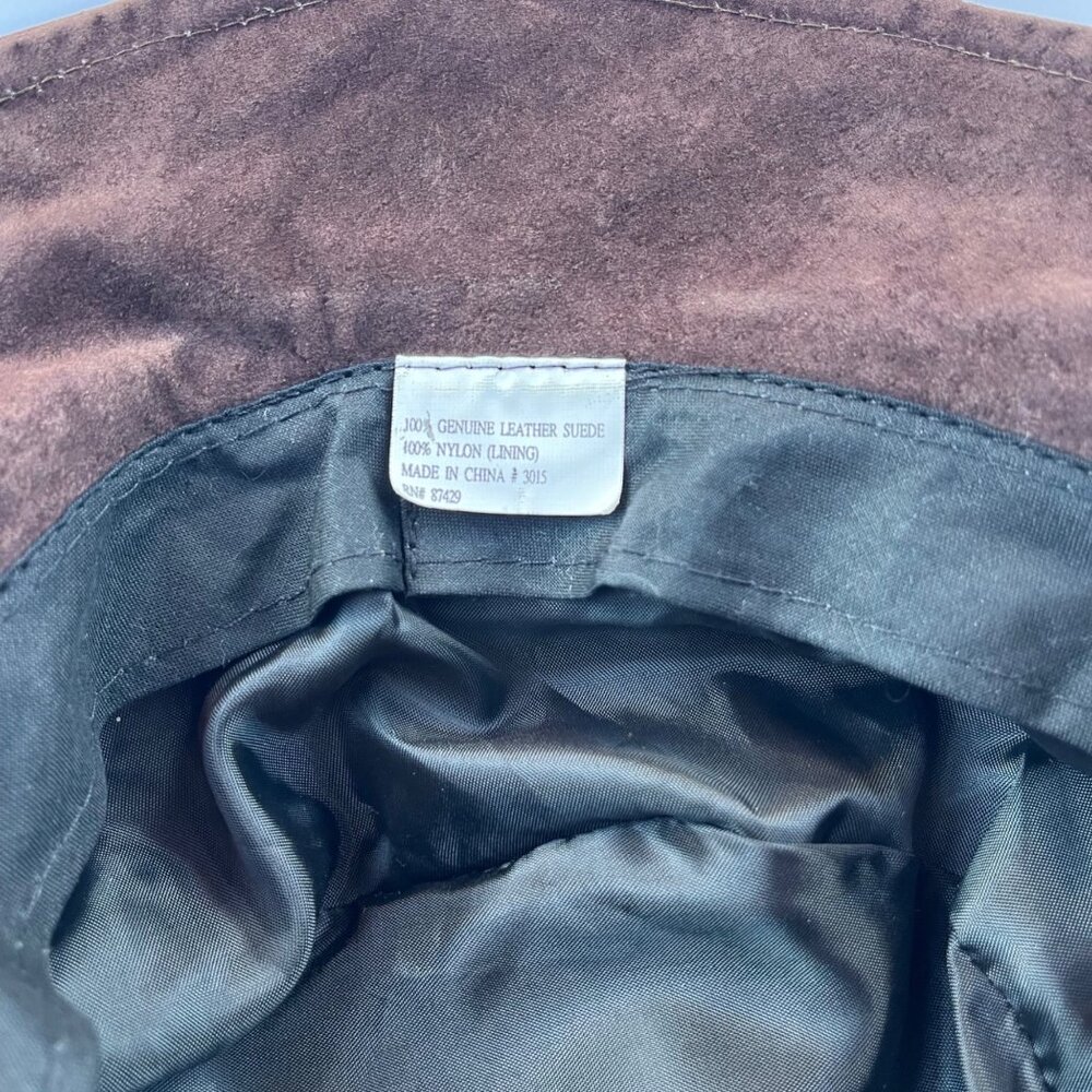 Vintage Genuine Leather Suede Bucket Hat Brown Unisex Lined Y2K - Picture 7 of 9